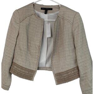 White House Black Market Womens 3Q Sleeve Natural Suit Jacket Size 6P 7817
